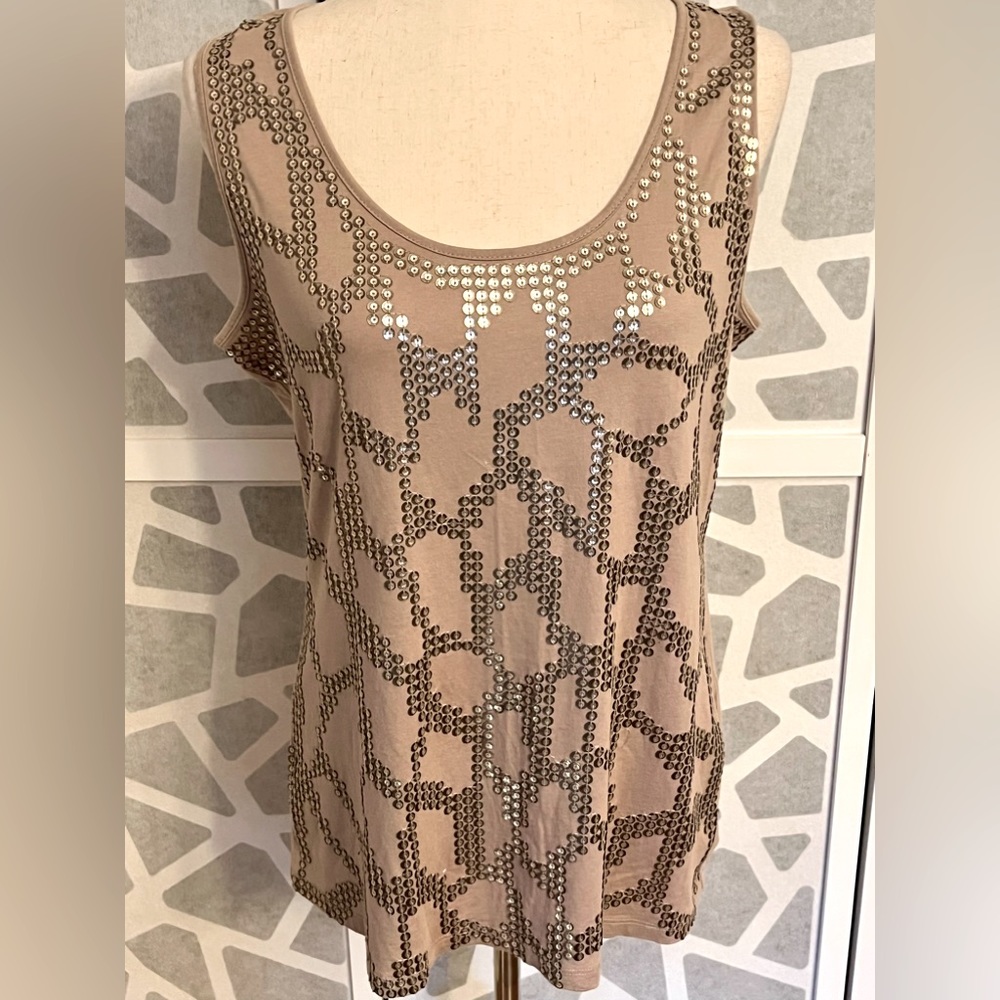 Dana Buchman Pretty Gold & Silver Bling Tank Top Size Medium Sexy Tank Top